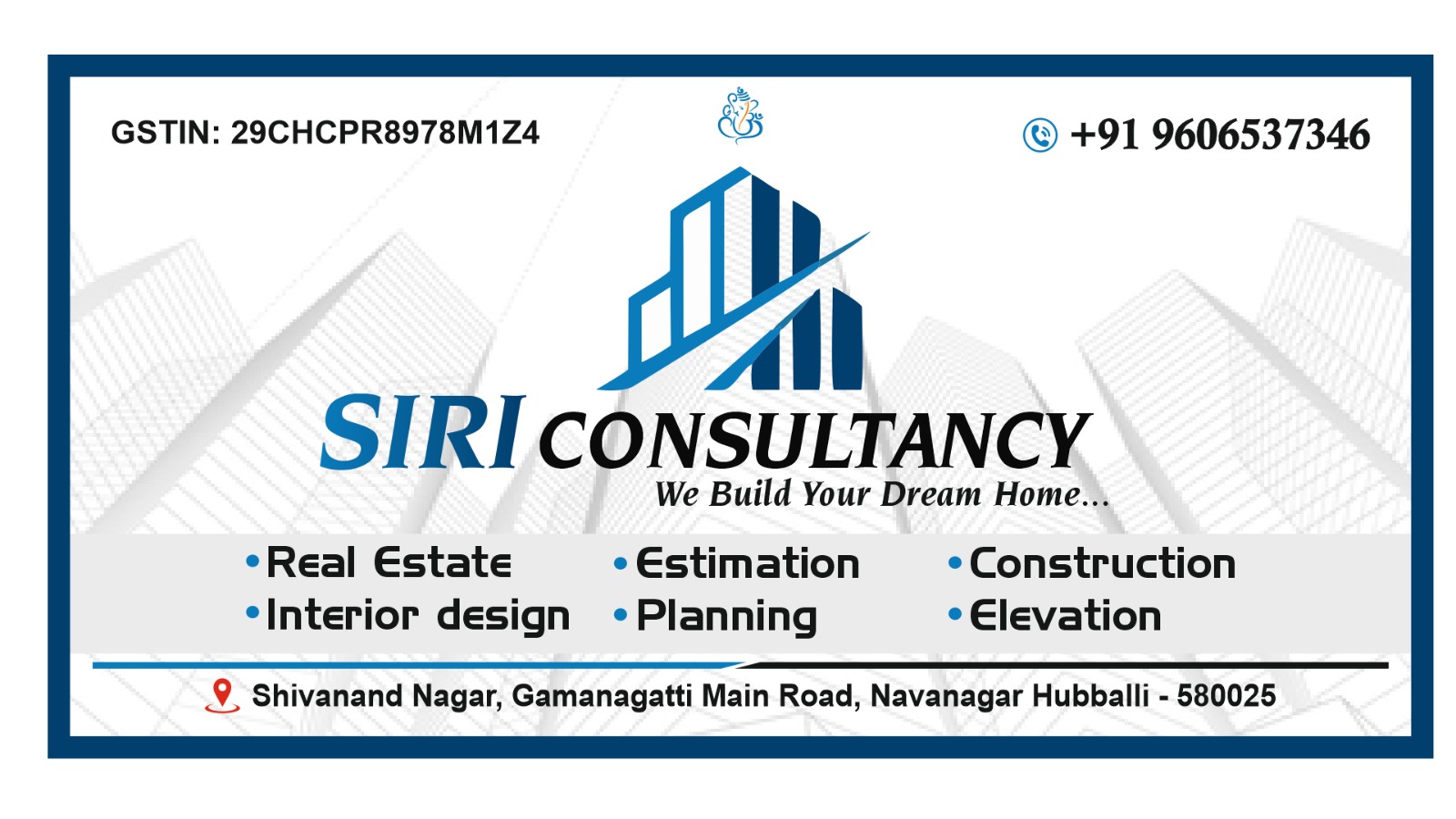 SIRI Builders And Developers – Visiting Card Back
